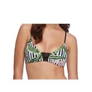 BNWT Body Glove Women's Black Floral Print Samoa Mina Bikini Top Swimwear